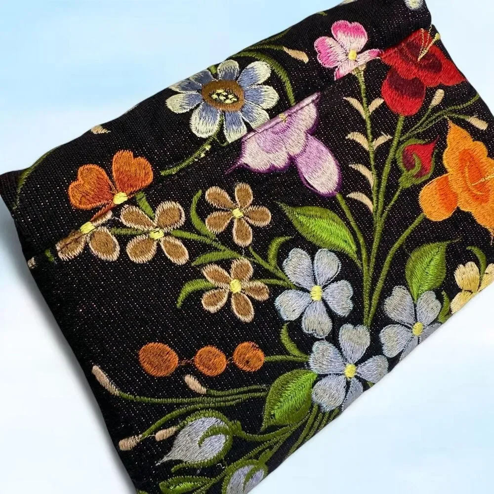 Mina Alvarez Maximalist STUNNING Black embroidered purse NEW Boho Chic Resort